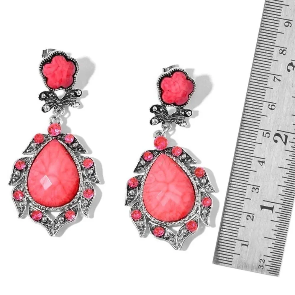 Scarf and Earring Set Fuchsia and Blue